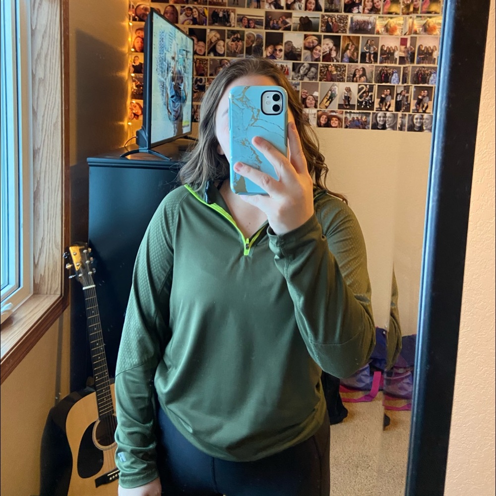 Green quarter zip